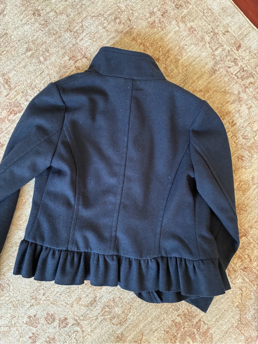 Girls' black Ruffle Front Jacket - Picture 2 of 3